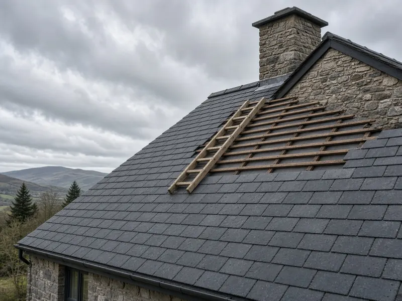 Roofing and roof repairs (illustration)